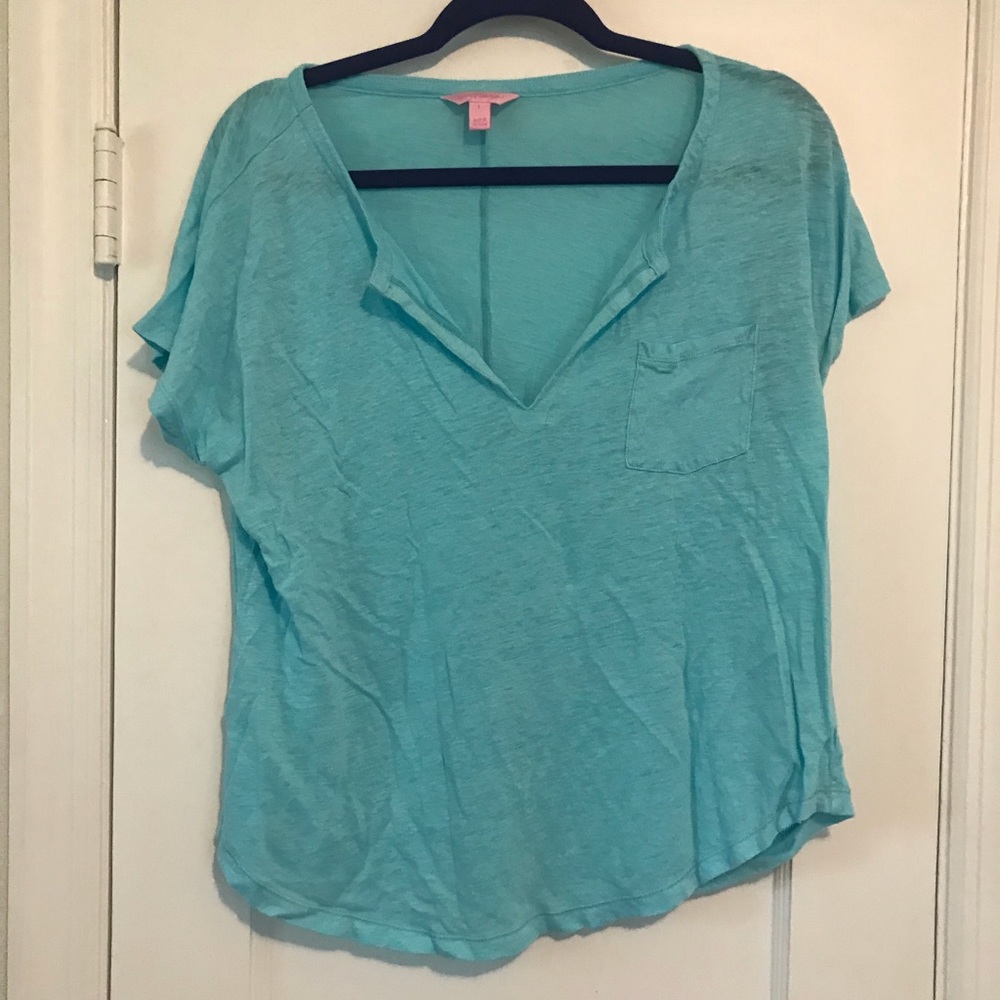 Lilly Pulitzer Duval linen top. GUC. Large.